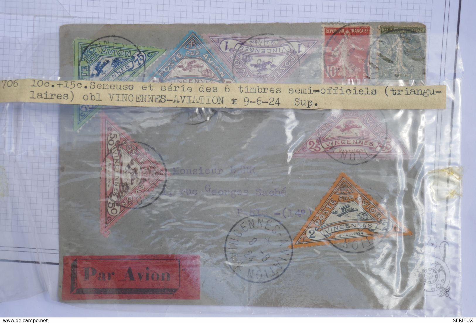 C FRANCE  BELLE LETTRE RRR 1924 MEETING VINCENNES  POUR PARIS ++++ AFFRANCH. PLAISANT - 1960-.... Storia Postale