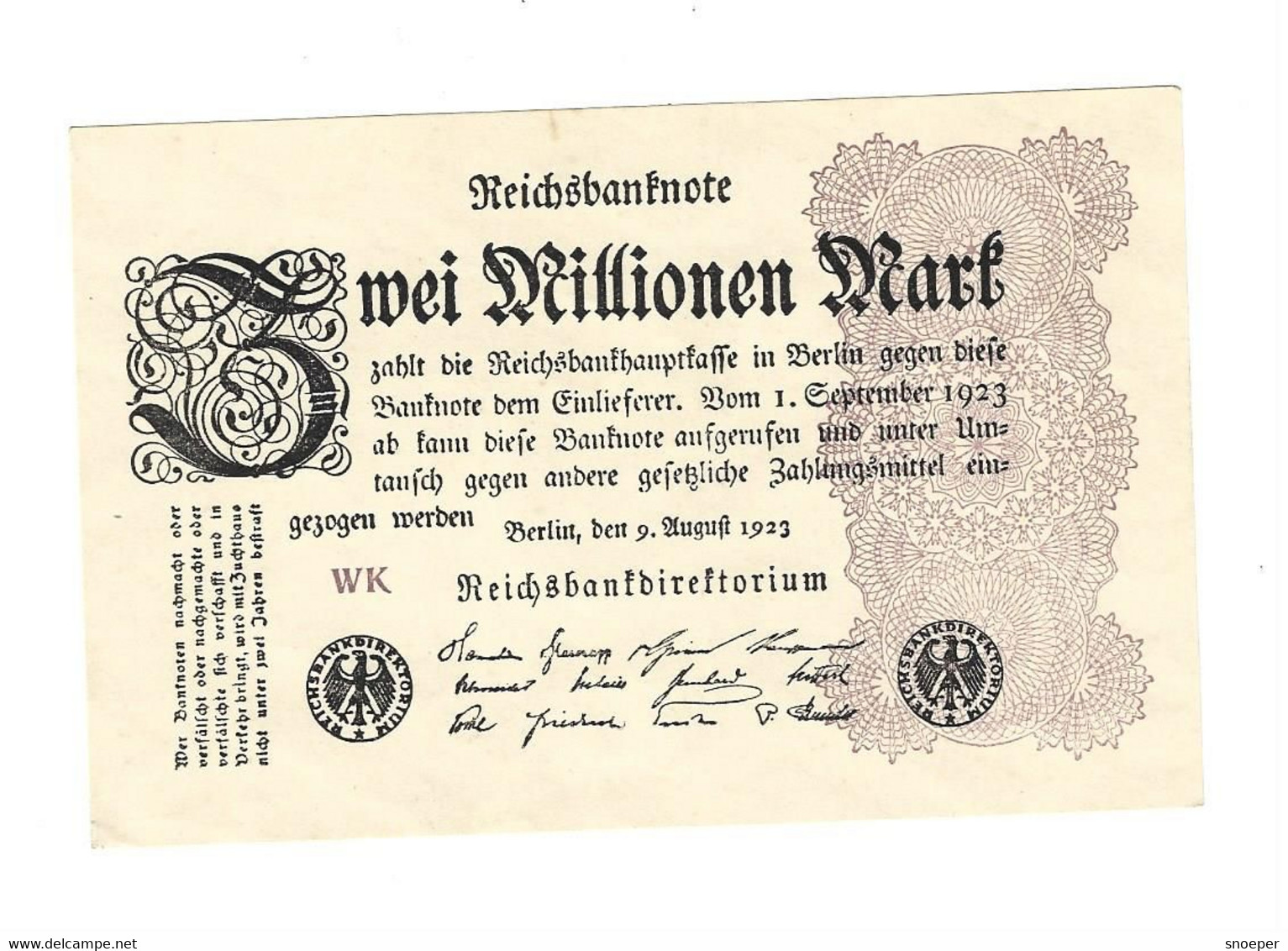 *berlin 2 Millionen  Mark   1/7/1923   104a - 2 Millionen Mark