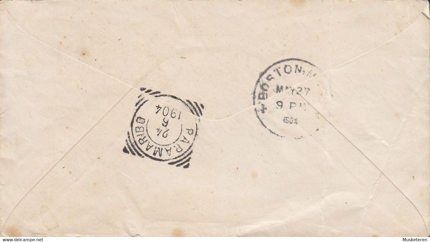 Postal Stationery Ganzsache Lincoln PRIVATE Print A. W. TEDCASTLE & Co., 'Flag' Cds. BOSTON 1904 PARAMARIBO Surinam - 1901-20