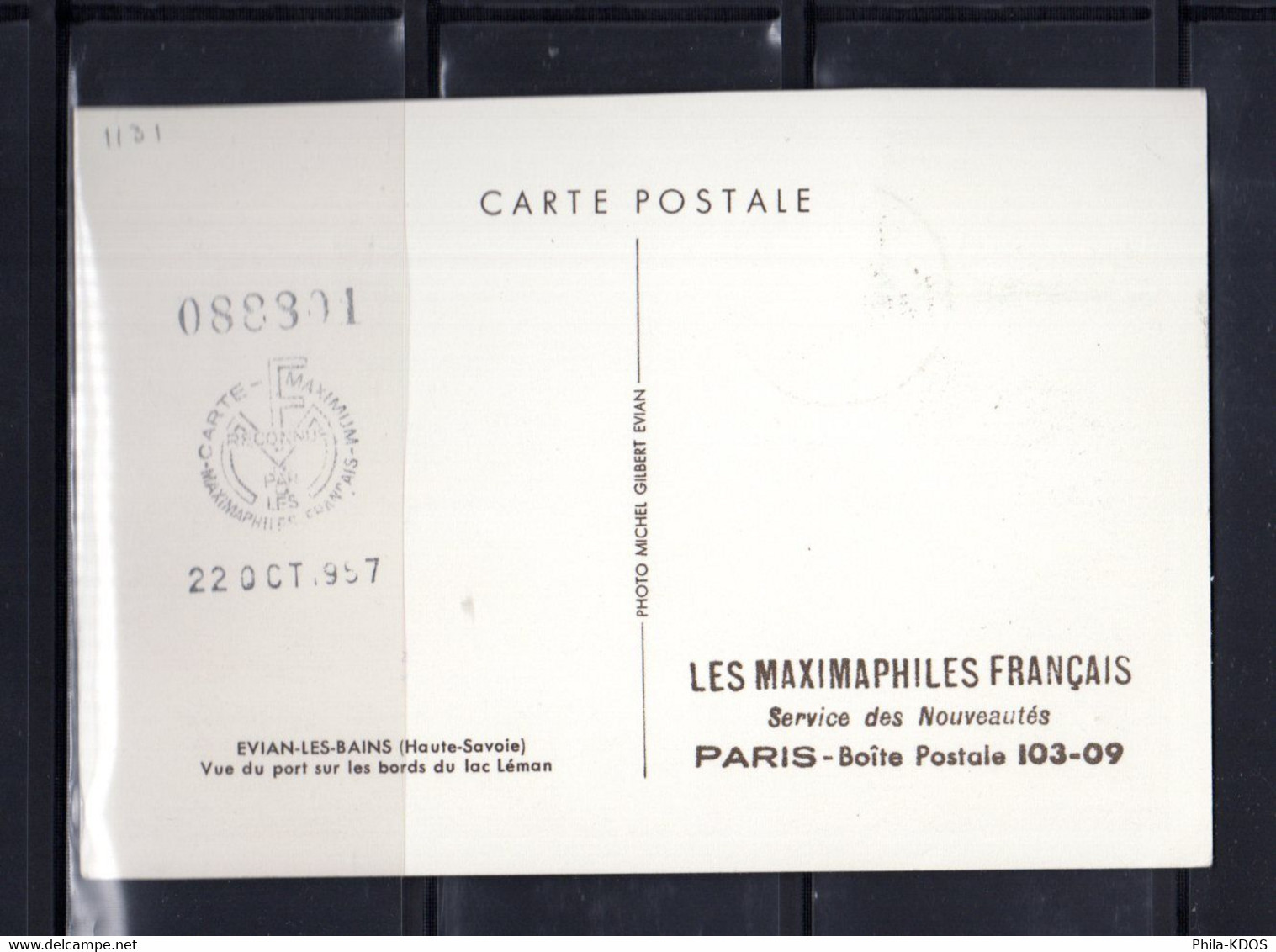 1957 TAMPONNEE MF " EVIAN-LES-BAINS " Sur Carte Maximum N° YT 1131. Voir Les 2 Scans. CM A SAISIR ! - 1950-1959