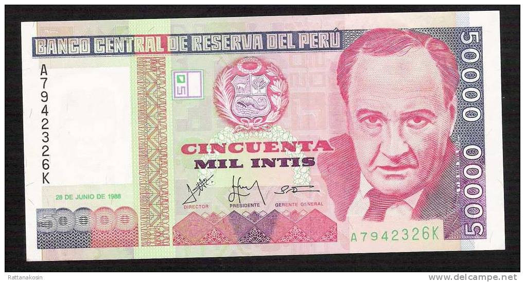 PEROU PERU  P142  50.000  INTIS   1988  SERIE A        UNC. - Pérou