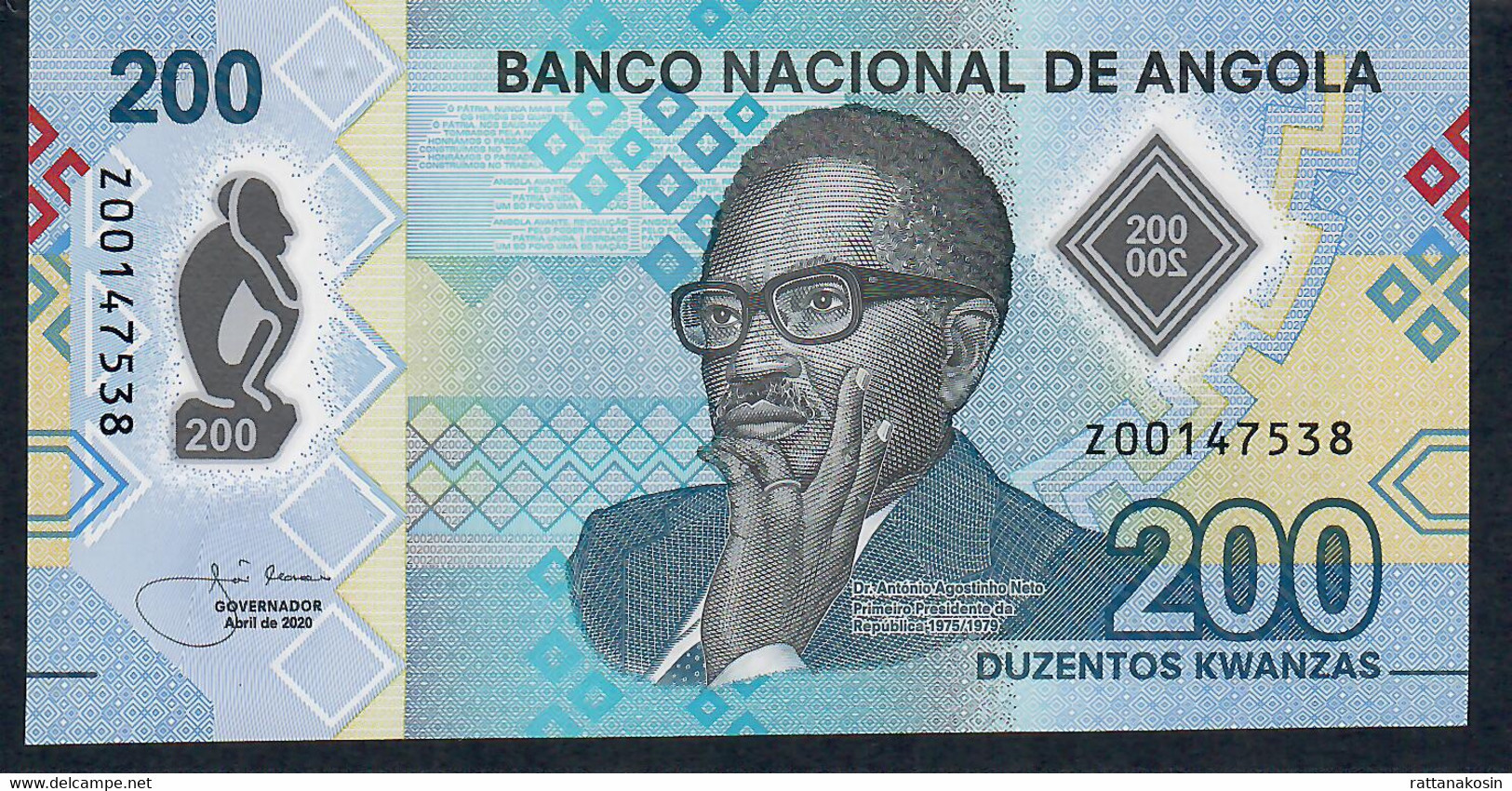 ANGOLA REPLACEMENT  #Z001  NLP 200 KWANZAS 2020  REPLACEMENT #Z001-----   UNC. - Angola