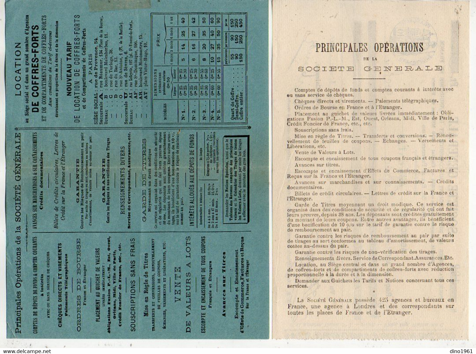 VP19.579 - 1904 - 2 Reçus De La Sté Générale Agence D'ARGENTAN Avec Pub Location De Coffres Forts / LEFROU à LA COCHERE - Banco & Caja De Ahorros