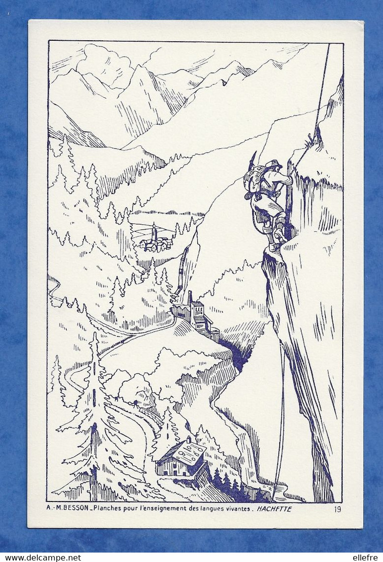 Ecole Planche A.m Besson  Hachette Planche Pour L'enseignement Des Langues Vivantes Thème La Montagne L' Alpinisme - Planches Et Dessins - Originaux