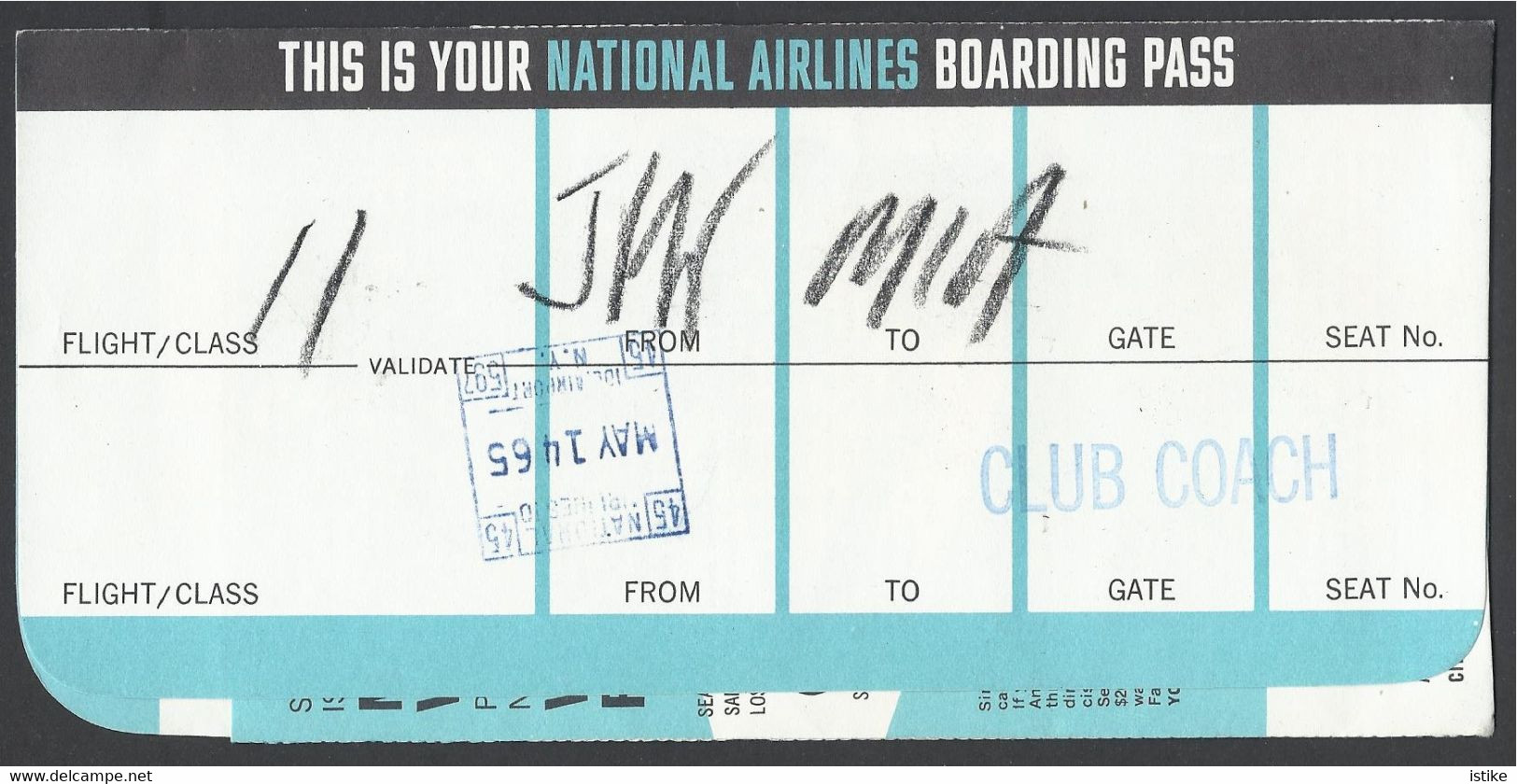 United States, New-York(JFK) - Miami,  Boarding Pass, 1965. - World