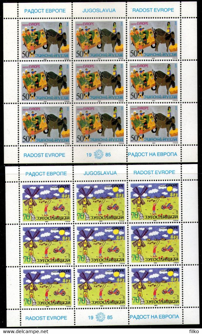 Yugoslavia,1985,Children's Meeting,sheetlet.Mi#2126/2127,radosta Na Evropa,MNH * *,as Scan - Officials