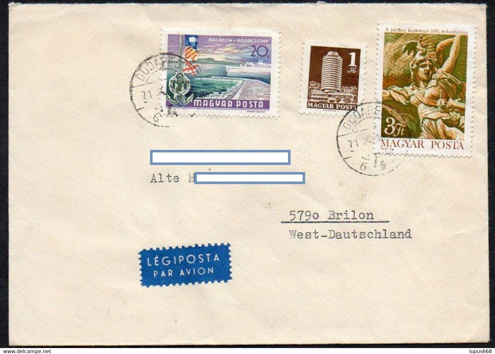 Ungarn 1971 Brief /letter; MiNr. 2658 Pariser Kommune, + - Brieven En Documenten