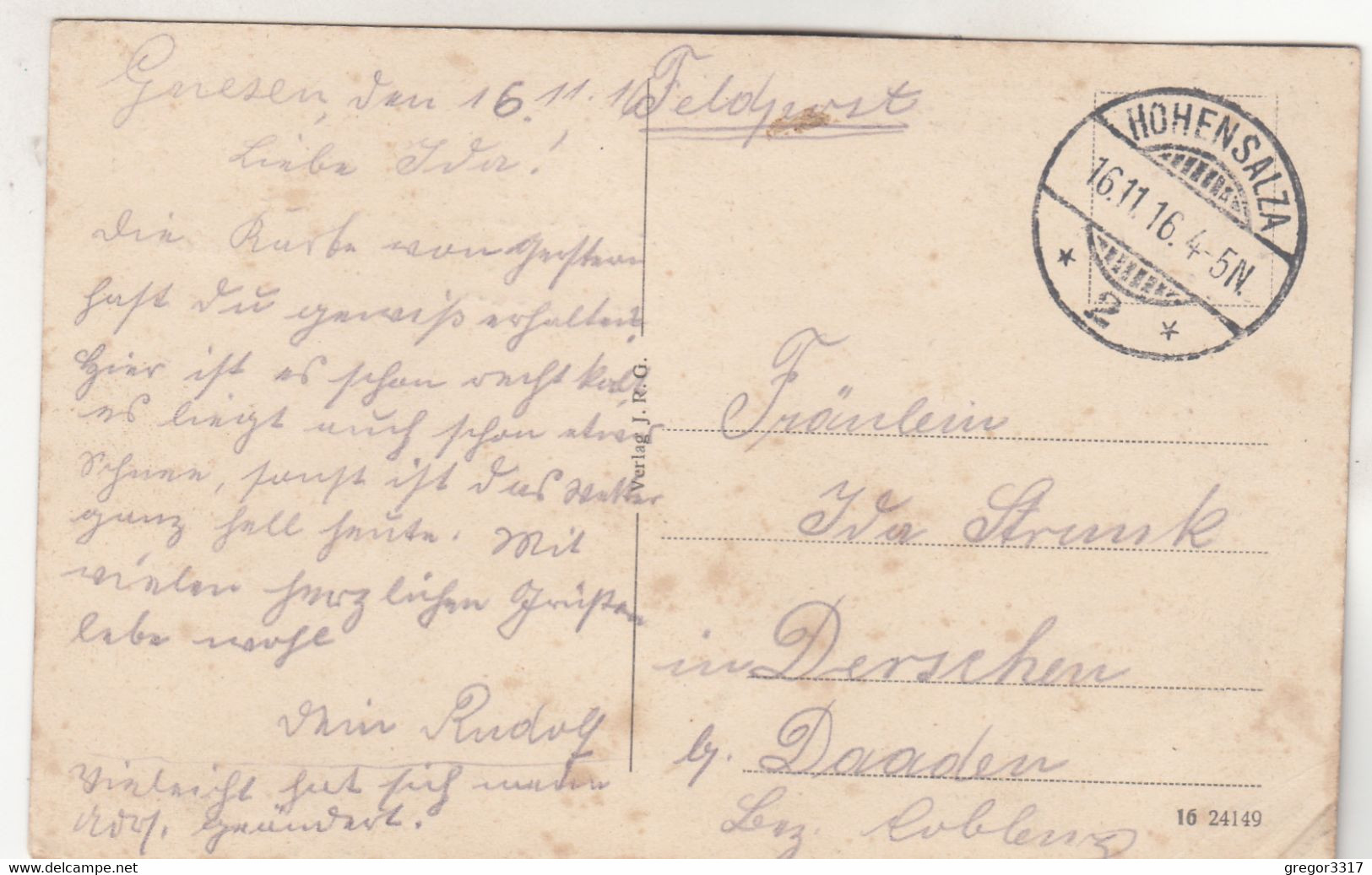 B1947) GUBEN - Partie Am SCHÜTZENHAUS - Tolle Alte Ansicht TOP 16.11.1916 HOHENSALZA Felstpost - Guben