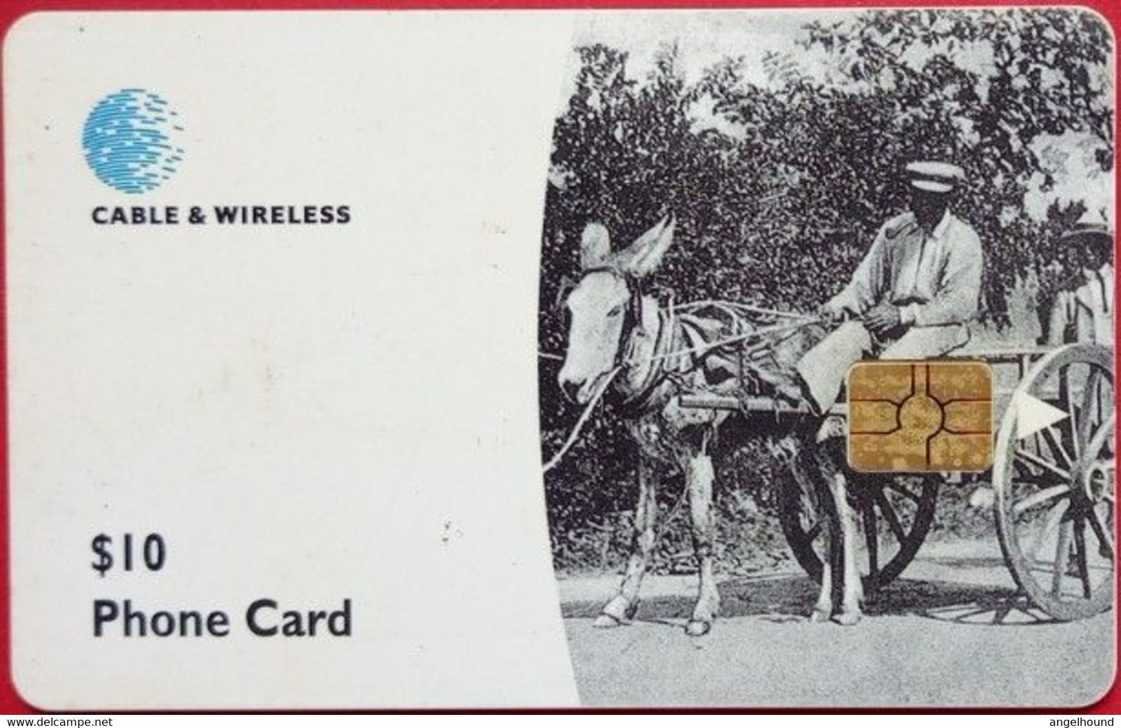 Dominica Cable And  Wireless $10 Man Riding In A Donkey Cart In Early 1900's - Dominica