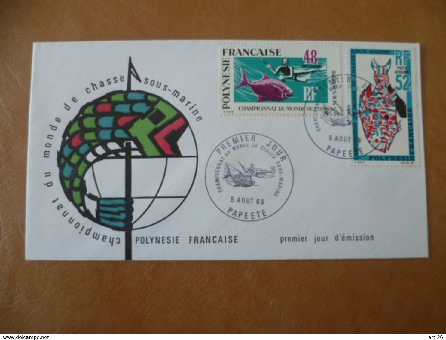 POLYNESIE FRANCAISE FDC   POSTE AERIENNE N° 29 / 30 CHAMPIONNAT DU MONDE PLONGEE SOUS MARINE POISSON - Plongée