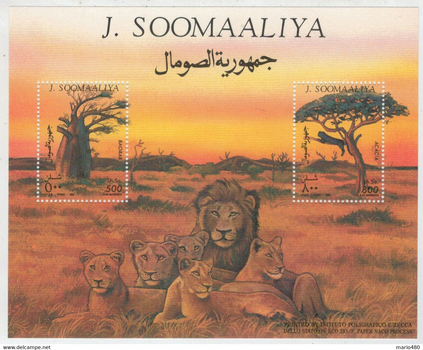 SOMALIA  1993     TREES          1 SHEET  WITH 2 STAMP  MNH** - Somalia (1960-...)