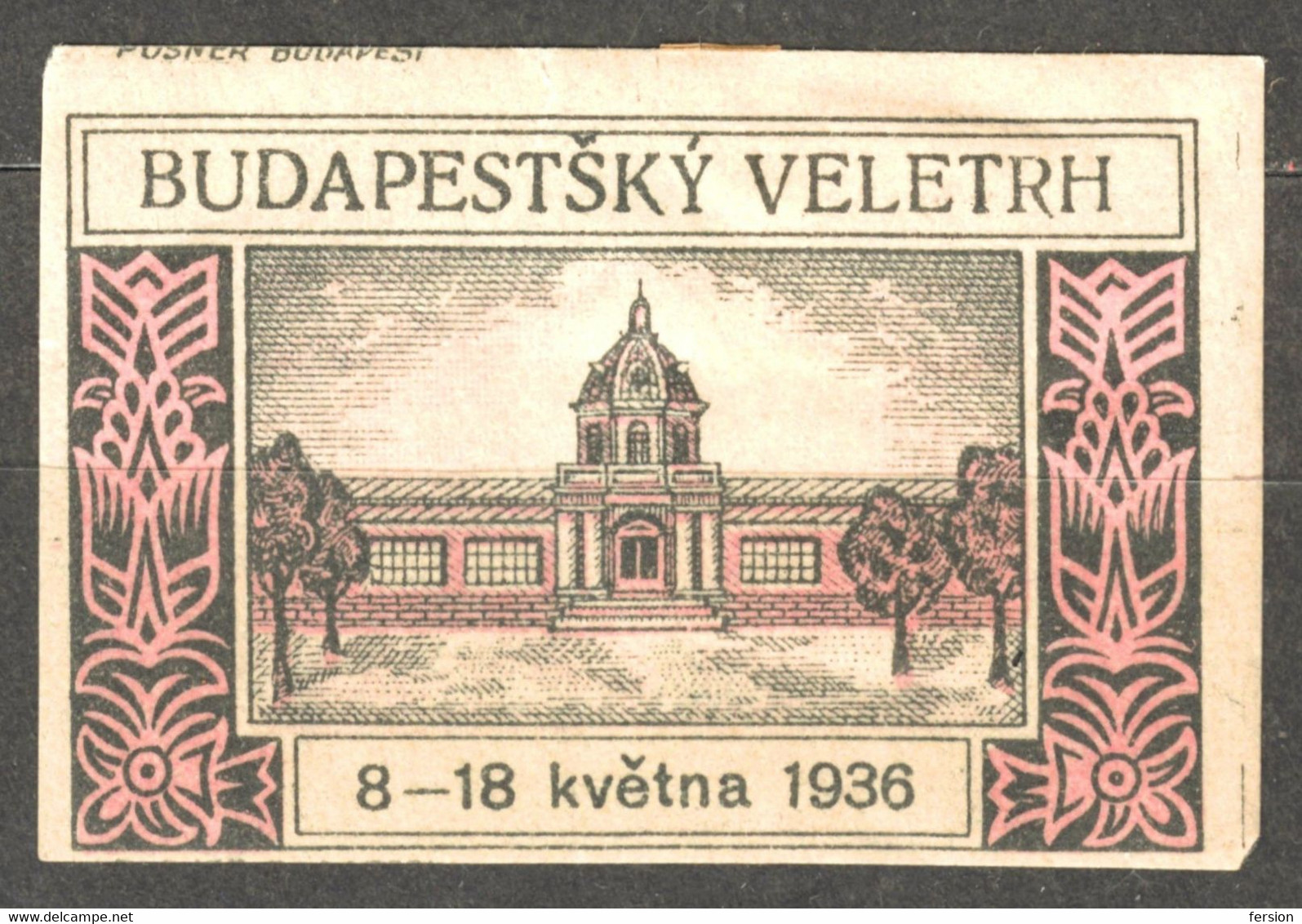 Czechoslovakia Language VELETRH LABEL CINDERELLA VIGNETTE 1936 Budapest Hungary Exhibition Fair - Other & Unclassified