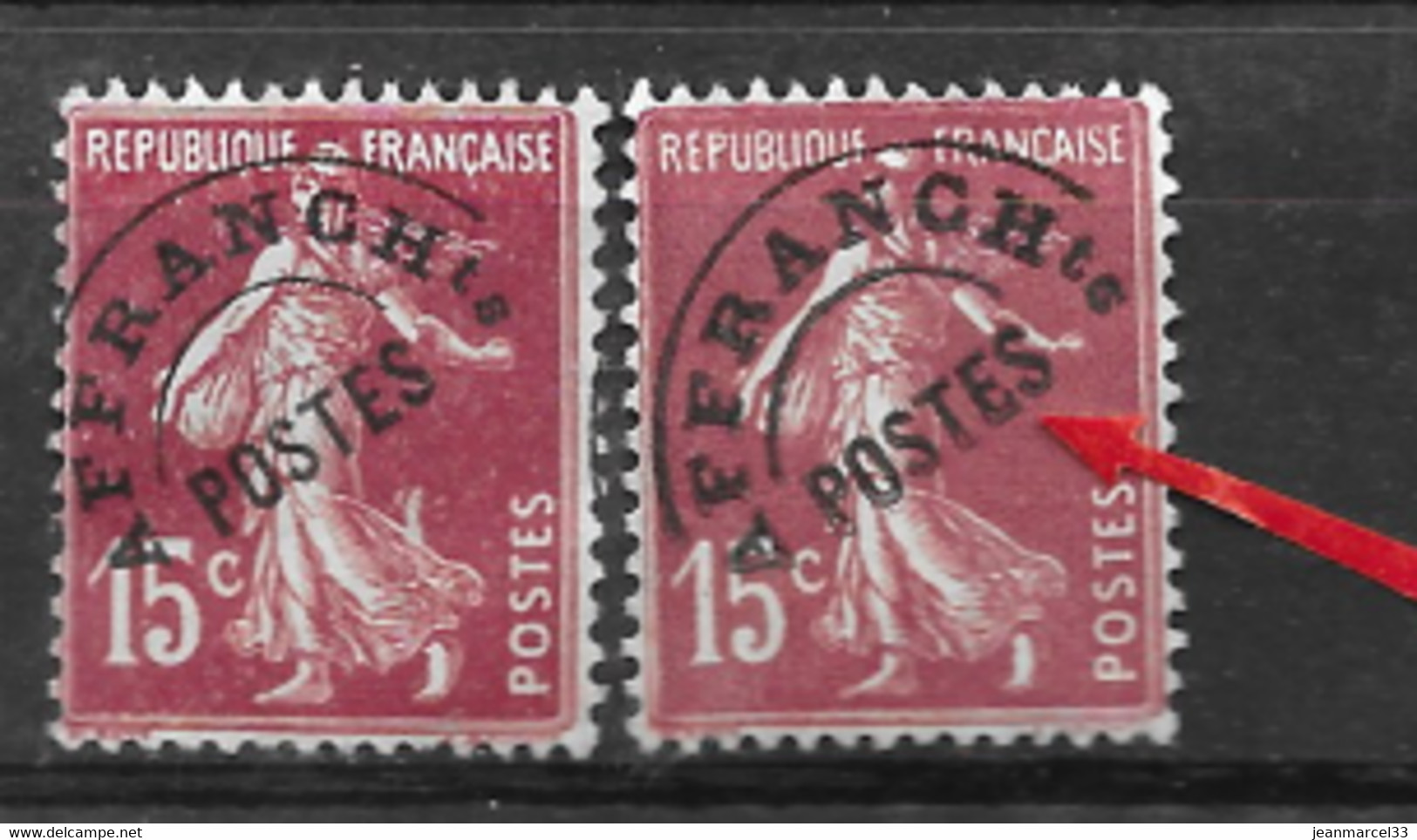 Préoblitérés 15c Semeuse Brun (sans Gomme) Surcharge Avec Variété E De Poste Crocheté N° 53C - Usados