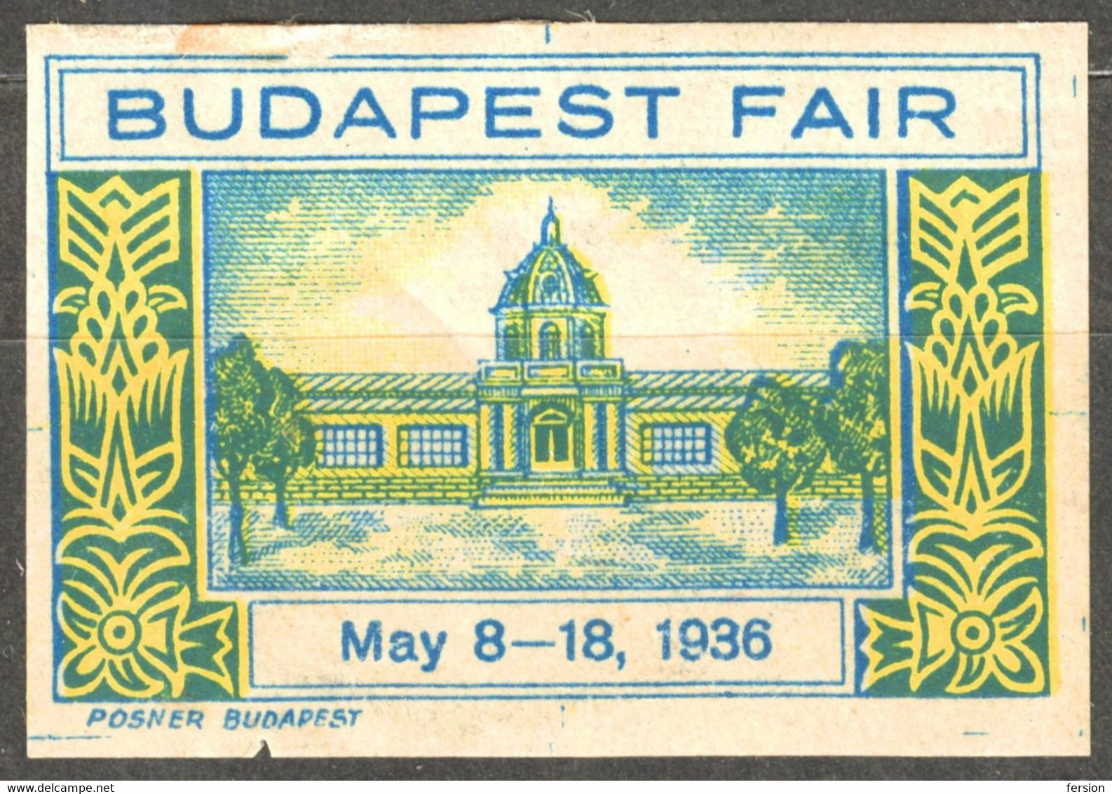 1936 Budapest Hungary - International Exhibition Fair - LABEL CINDERELLA VIGNETTE - Autres & Non Classés