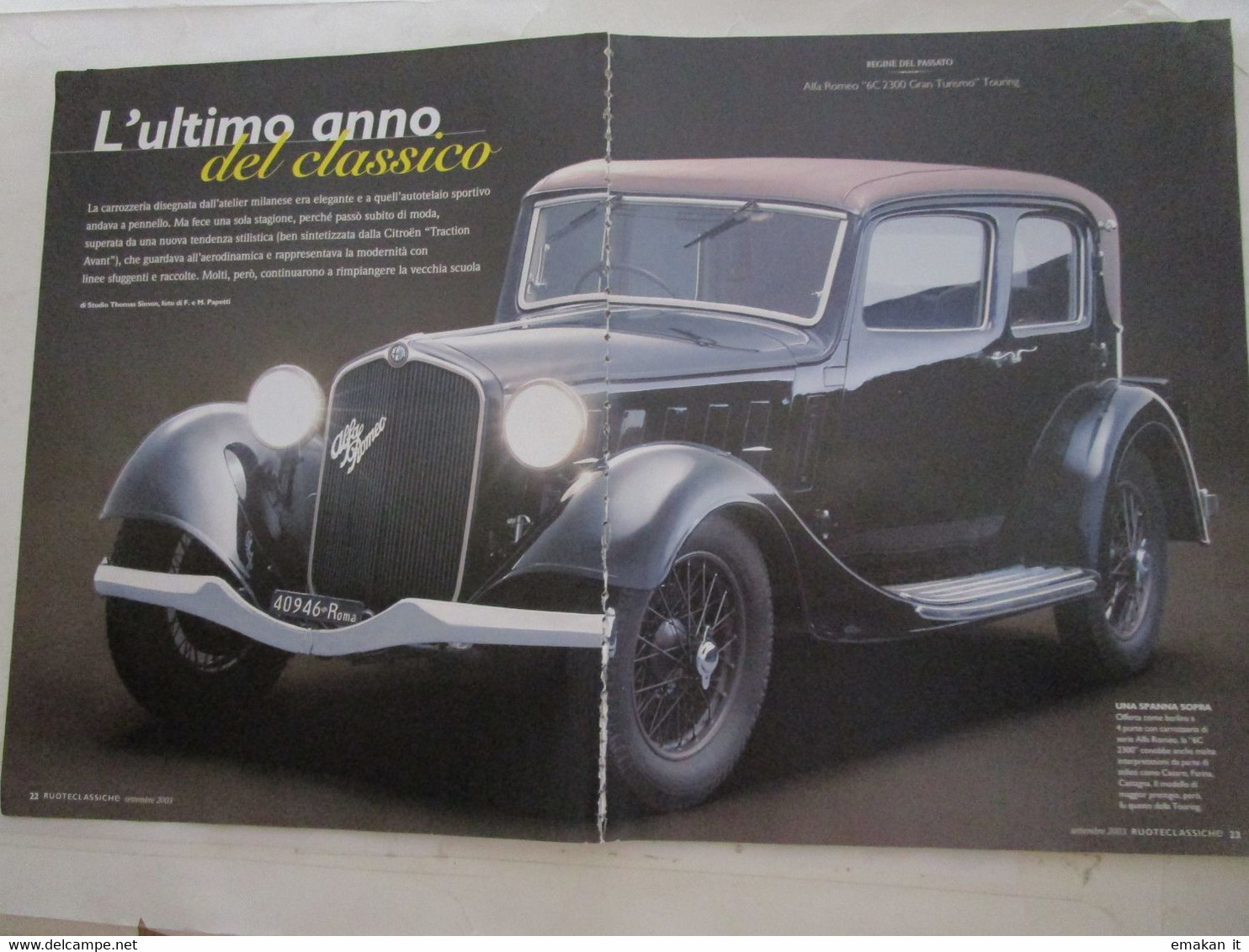 # ARTICOLO / CLIPPING ALFA ROMEO 6C 2300 GRAN TURISMO TOURING - Erstauflagen