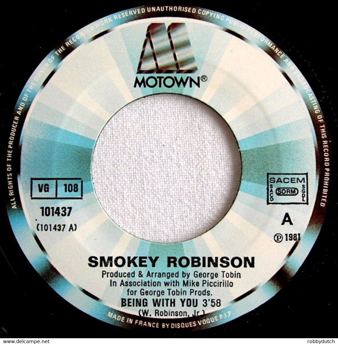 * 7" *  SMOKEY ROBINSON - BEING WITH YOU (France 1981 EX-!!) - Soul - R&B