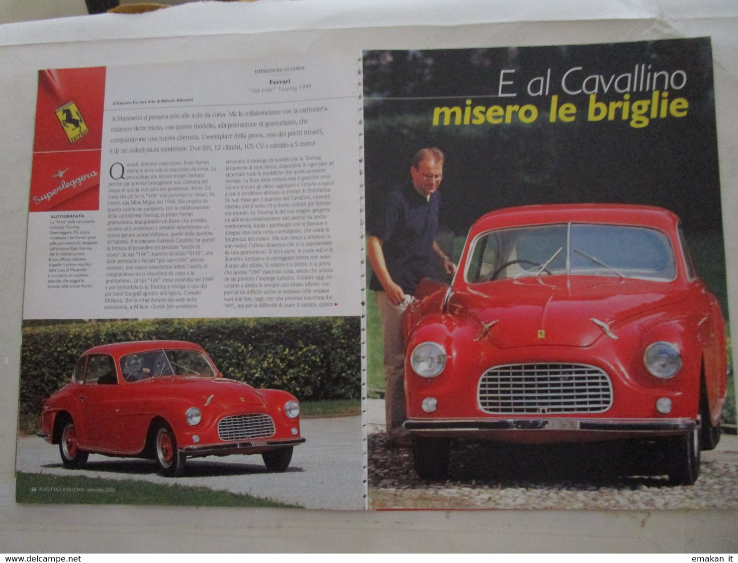 # ARTICOLO / CLIPPING FERRARI 166 INTER TOURING - First Editions