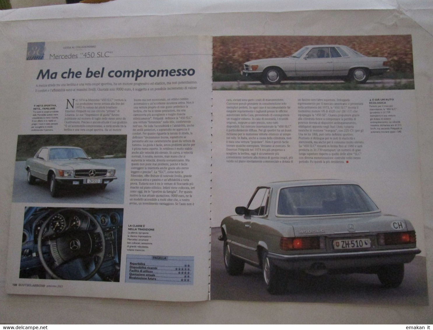 # ARTICOLO / CLIPPING MERCEDES 450 SLC - Premières éditions