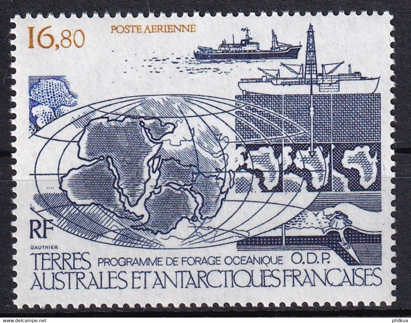MiNr. 229 Franz. Geb. I. D. Antarktis1987, 1. Jan. Ozeanisches Erdöl-Bohrprogramm (ODP) - Postfrisch/**/MNH - Schiffahrt