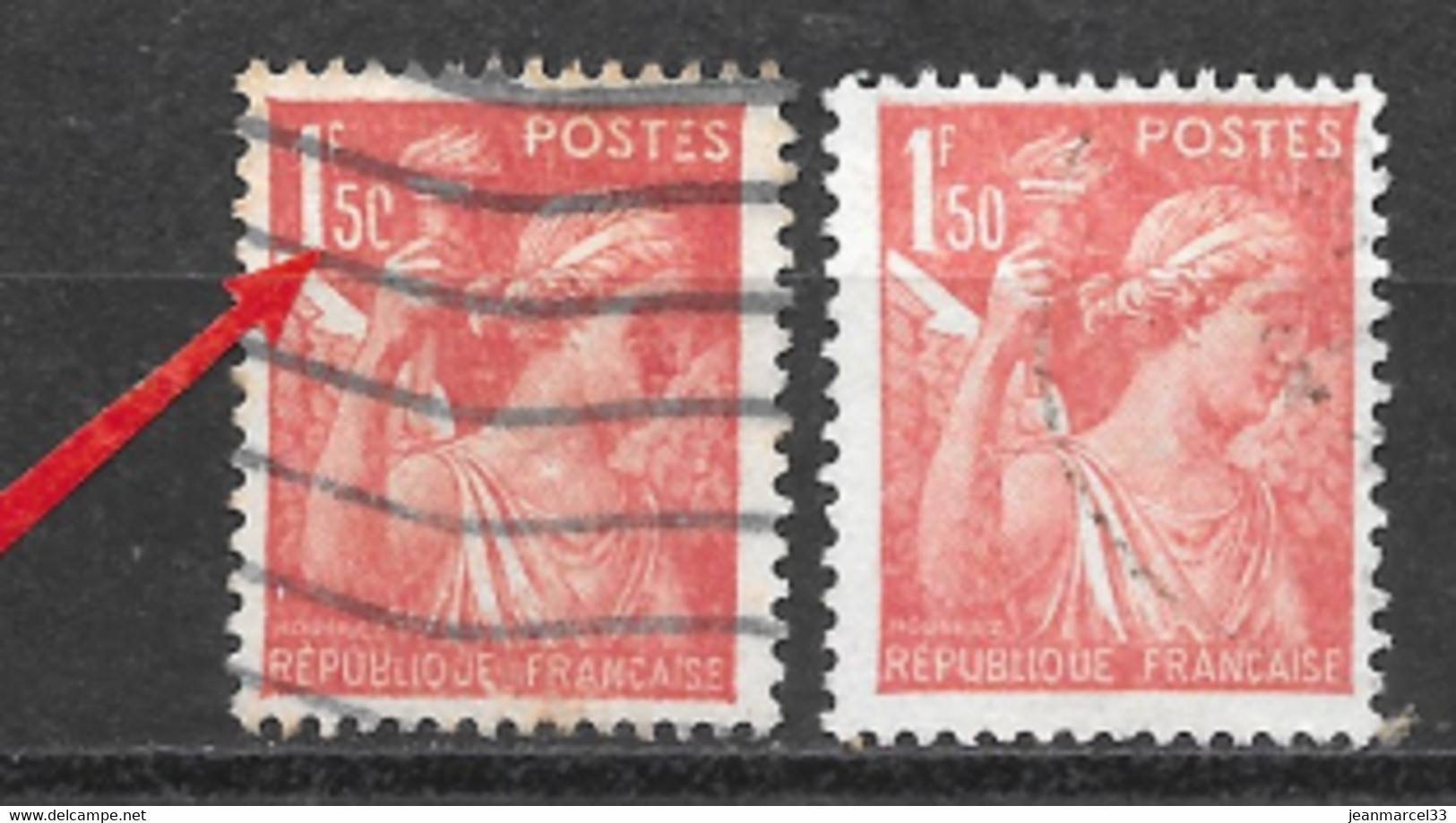 1f50 Iris Bistre Brun N° 652 (oblitérés) Variété Le 0 De 1f50 Ouvert En Bas  à Coté Du Normal - Used Stamps