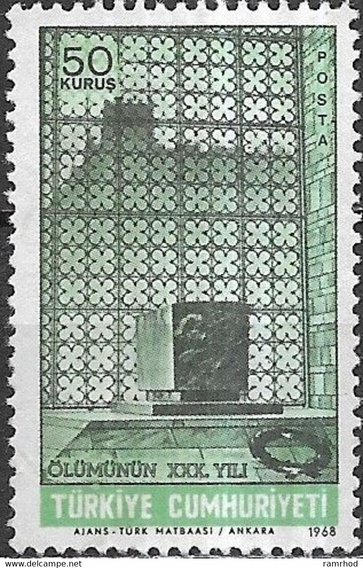 TURKEY 1968 30th Death Anniversary Of Kemal Ataturk -  50k. Ataturk's Cenotaph MNG - Airmail