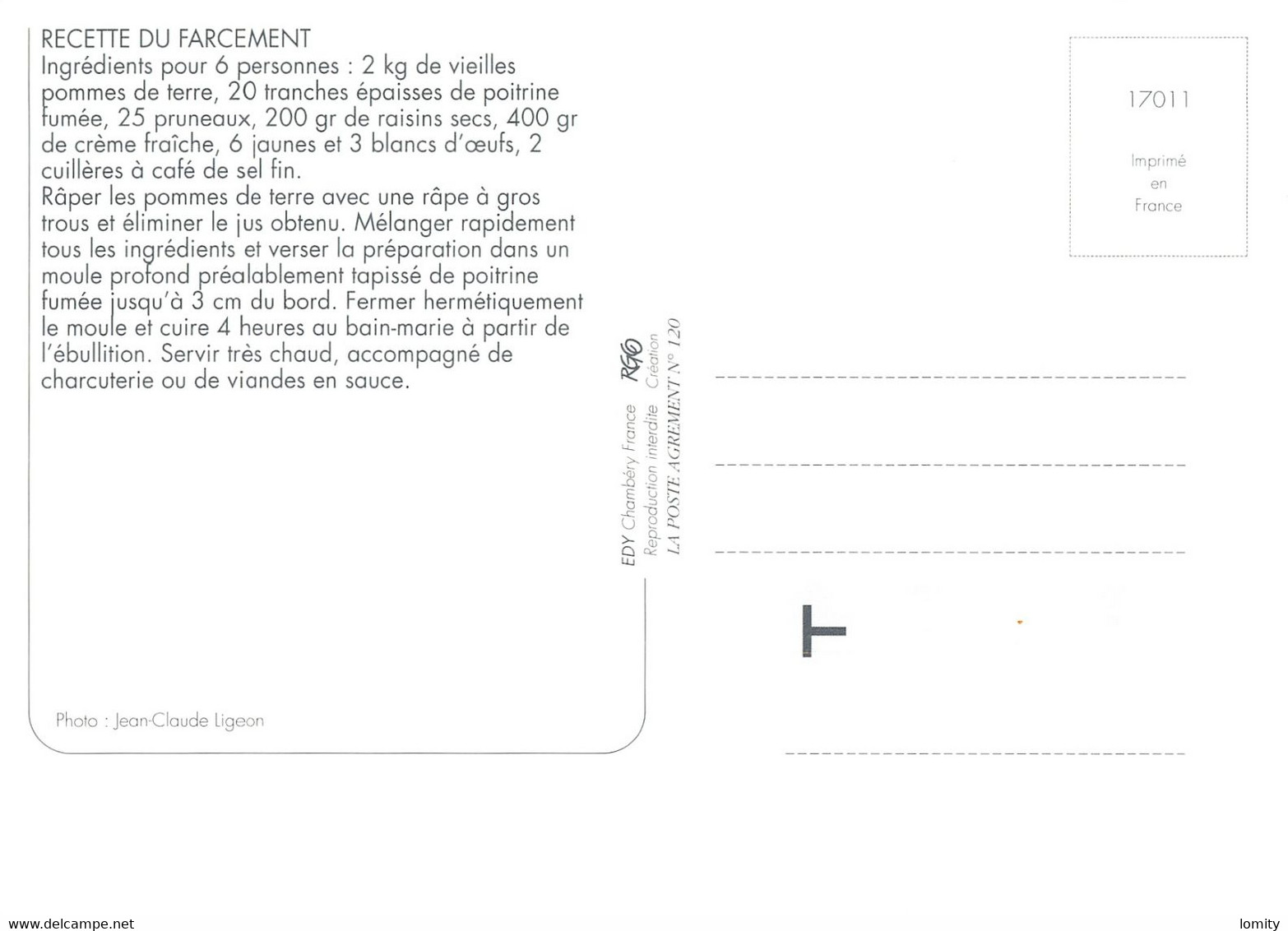 Recette De Cuisine CPM Le Farcement - Recettes (cuisine)