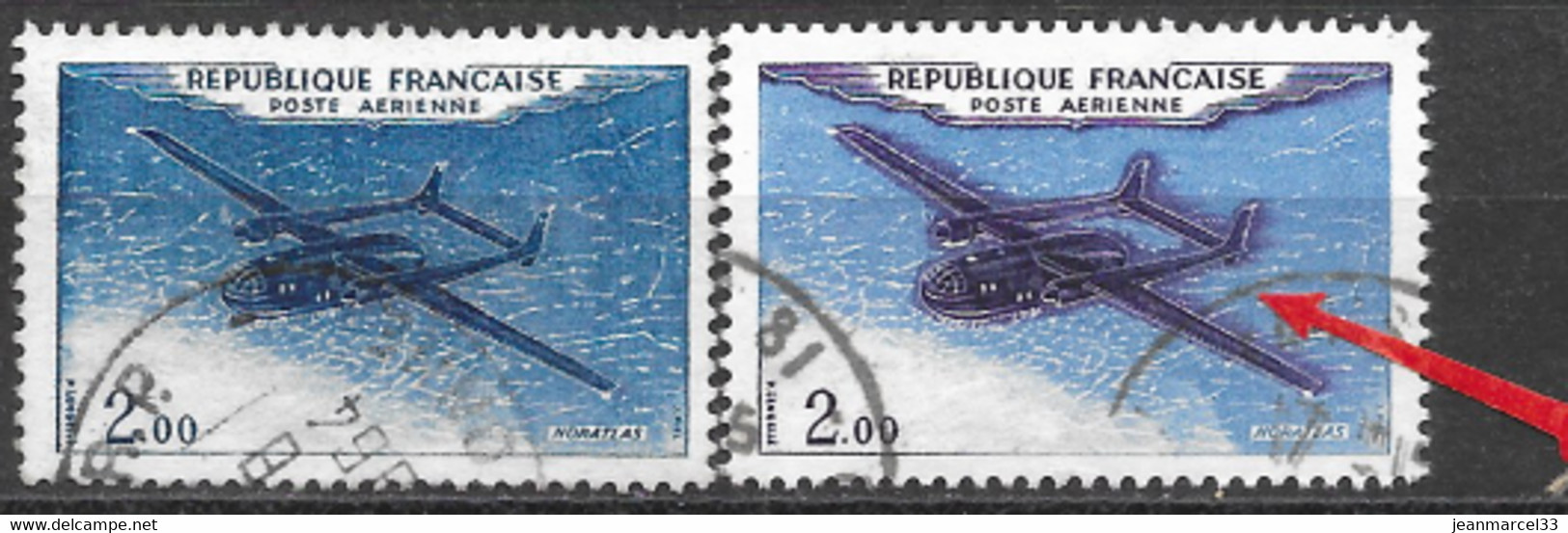 Noratlas N° PA 38 (oblitérés) Avion Violet, épais, Doublé à Coté Du Normal - Used Stamps