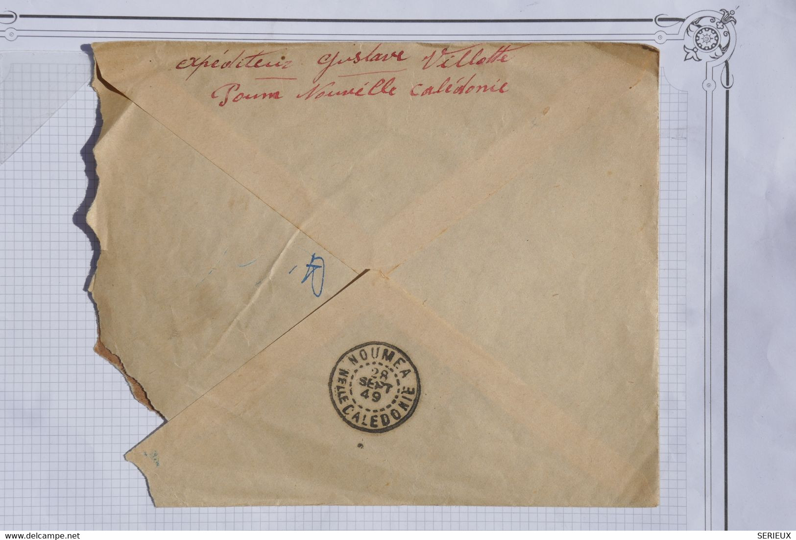 AH16 NOUVELLE CALEDONIE  LETTRE   1949 1ER VOL  NOUMEA PARIS  PARIS ++BANDE DE T.P ++AFFRANCH. PLAISANT - Cartas & Documentos