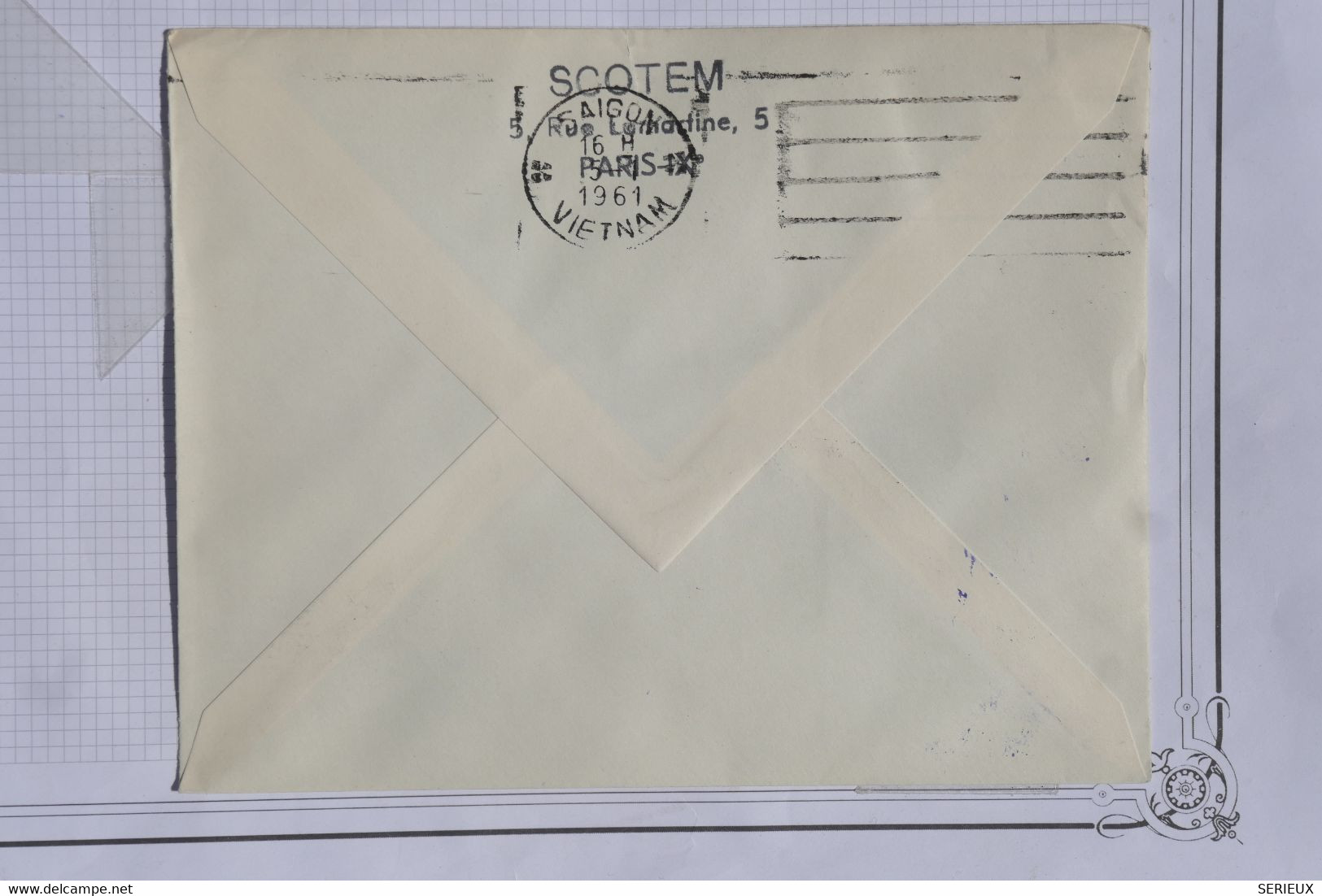 AH16 FRANCE BELLE LETTRE 1961 1ER VOL   PARIS SAIGON VIETNAM  ++AFFRANCH. PLAISANT - 1960-.... Briefe & Dokumente