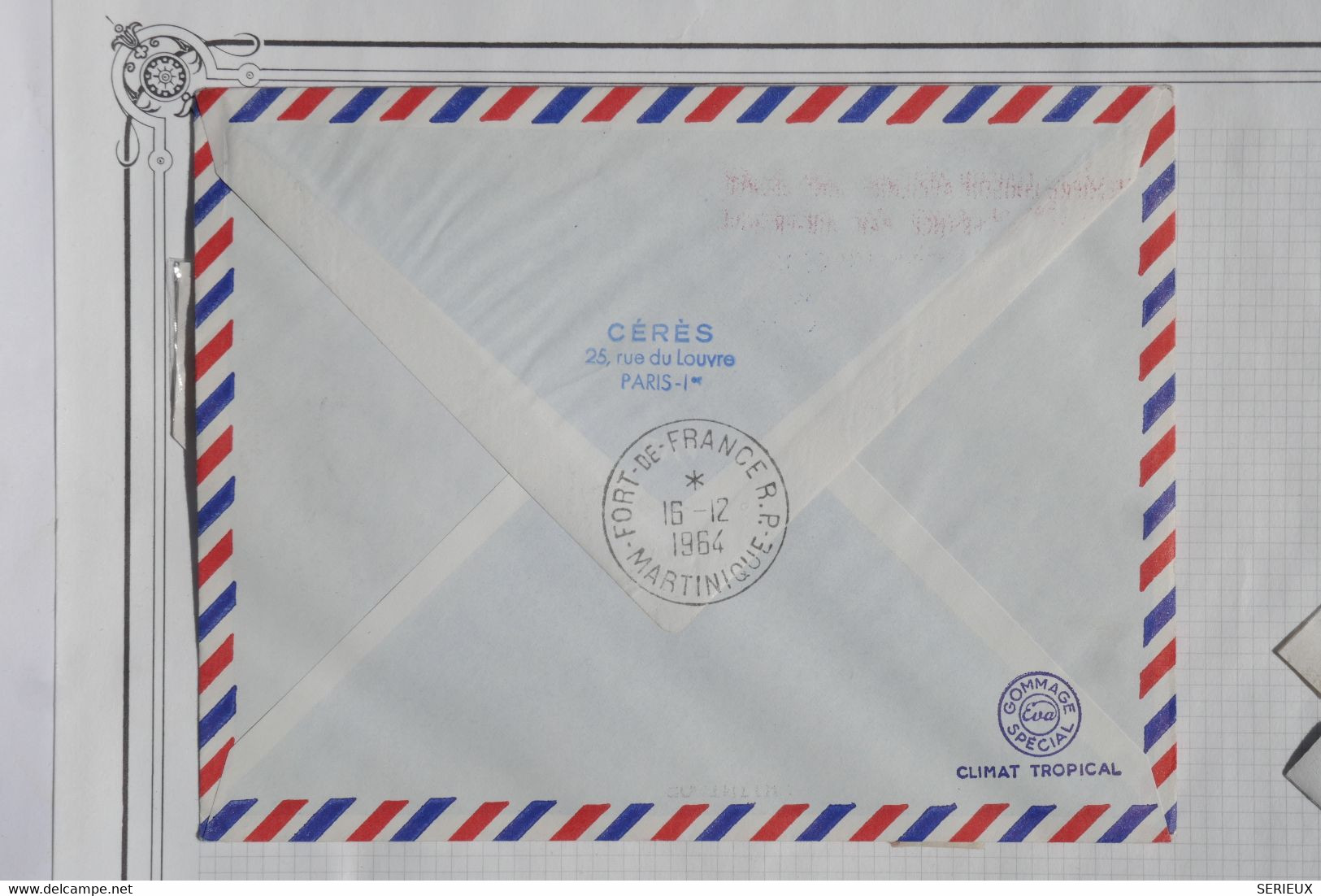 AH20 FRANCE BELLE LETTRE 1964 1ER VOL AIR FRANCE PARIS FORT DE FRANCE +GRIFFE ROUGE++AFFRANCH. PLAISANT - 1960-.... Storia Postale