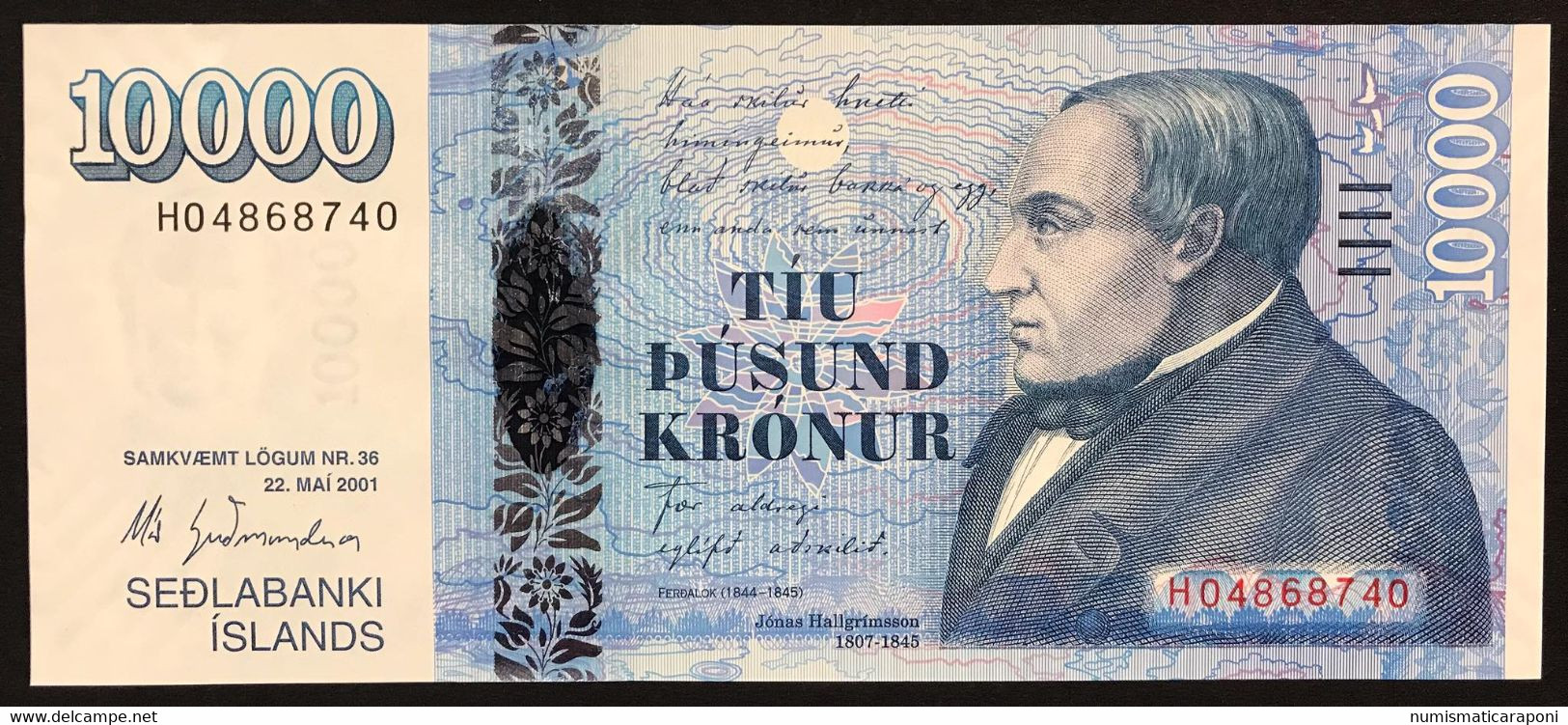 ISLANDA ICELAND 10000 KRONUR 2001 (2013) PICK#61 Q.FDS UNC- LOTTO 3883 - Iceland