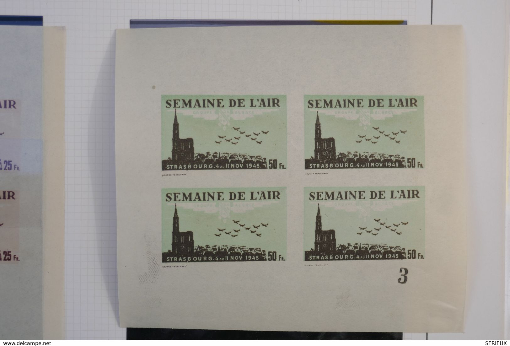 C1 FRANCE BEAU BLOC NEUF NON DENTELé 4 .11.1945 SEMAINE DE L AIR STRASBOURG 50 FR+ NUMEROTé+ +PAS COURANT ++++ - Sonstige & Ohne Zuordnung