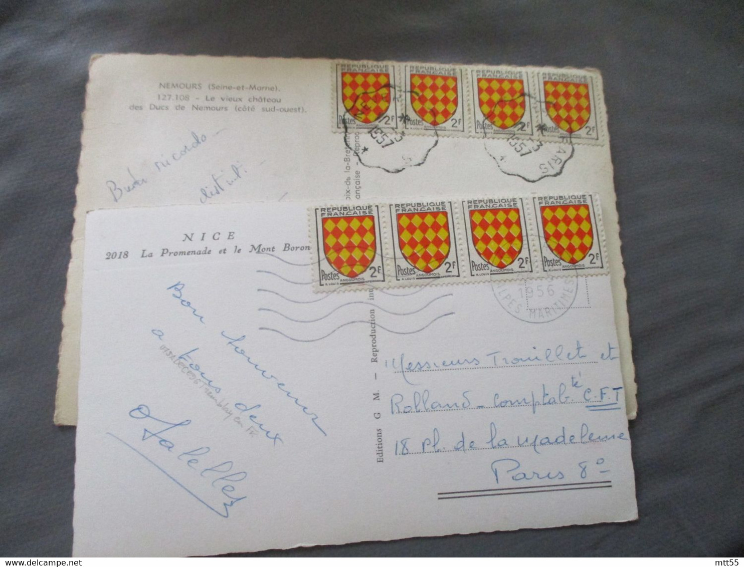 Lot De 2 Bande De 4 Timbre 2 F  Angoumois Affranchissement Lettre - 1921-1960: Modern Tijdperk