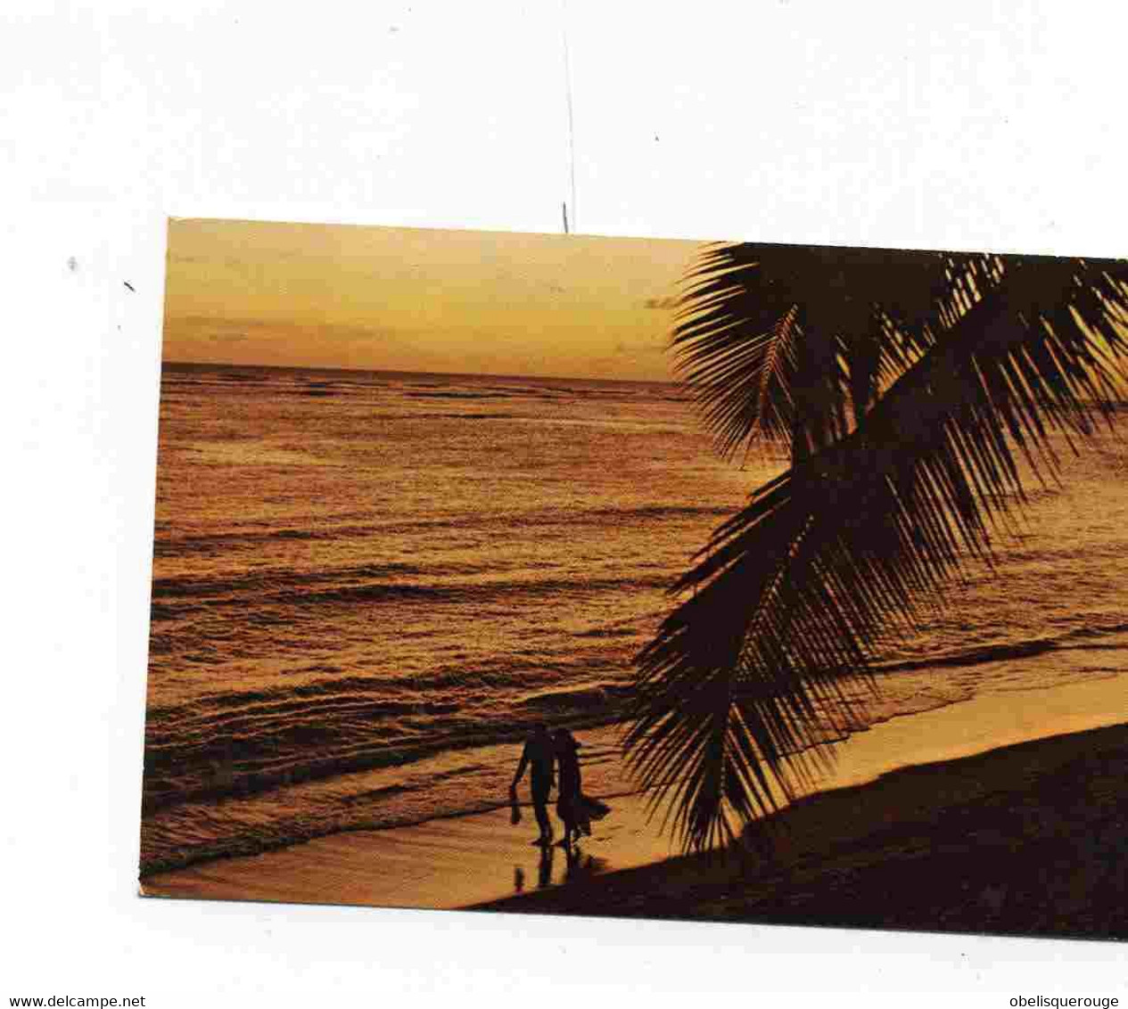 SOLEIL COUCHANT à HAWAI - WAIKIKI Beach Old Postcard - Honolulu