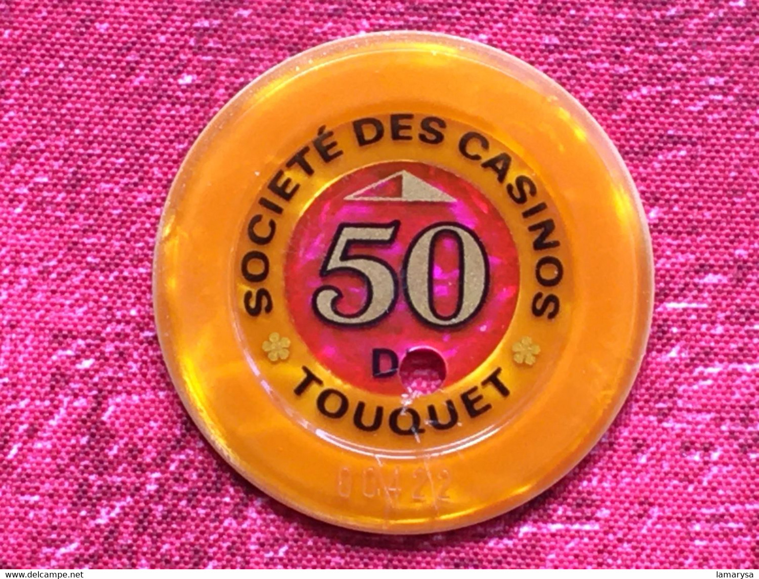 Rare Ancien Jeton En Francs Société Des Casinos Du Touquet Paris Plage-50 Du-Jeu Casino-CHIP TOKENS COINS GAMING-France - Casino