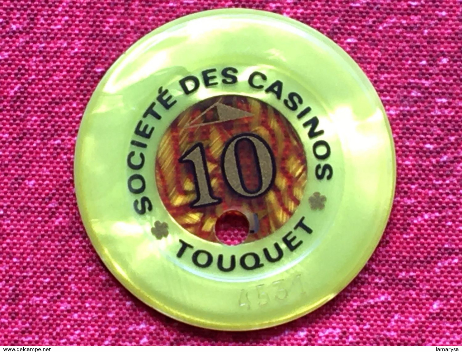 Rare Ancien Jeton En Francs Société Des Casinos Du Touquet Paris Plage-10 Du-Jeu Casino-CHIP TOKENS COINS GAMING-France - Casino