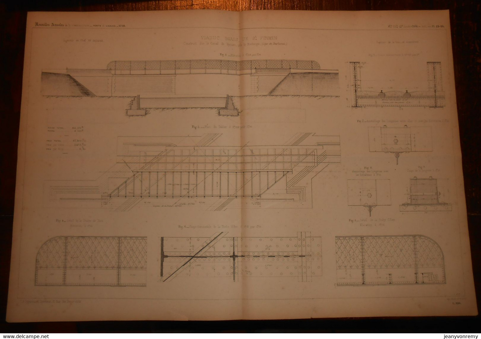 Plan Du Viaduc Biais De Saint Firmin Près De Montargis. 1866. - Travaux Publics