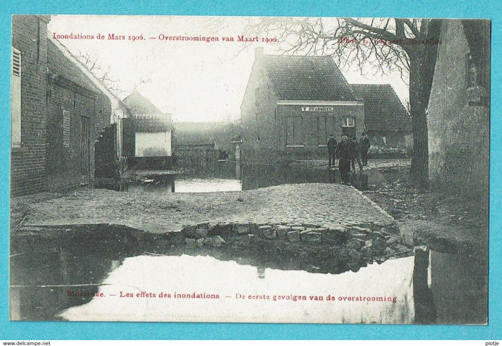 * Moerzeke - Hamme (Oost Vlaanderen) * (Photo L. Lagaert) Inondations Mars 1906, Overstroming, Crue, Animée, TOP - Hamme