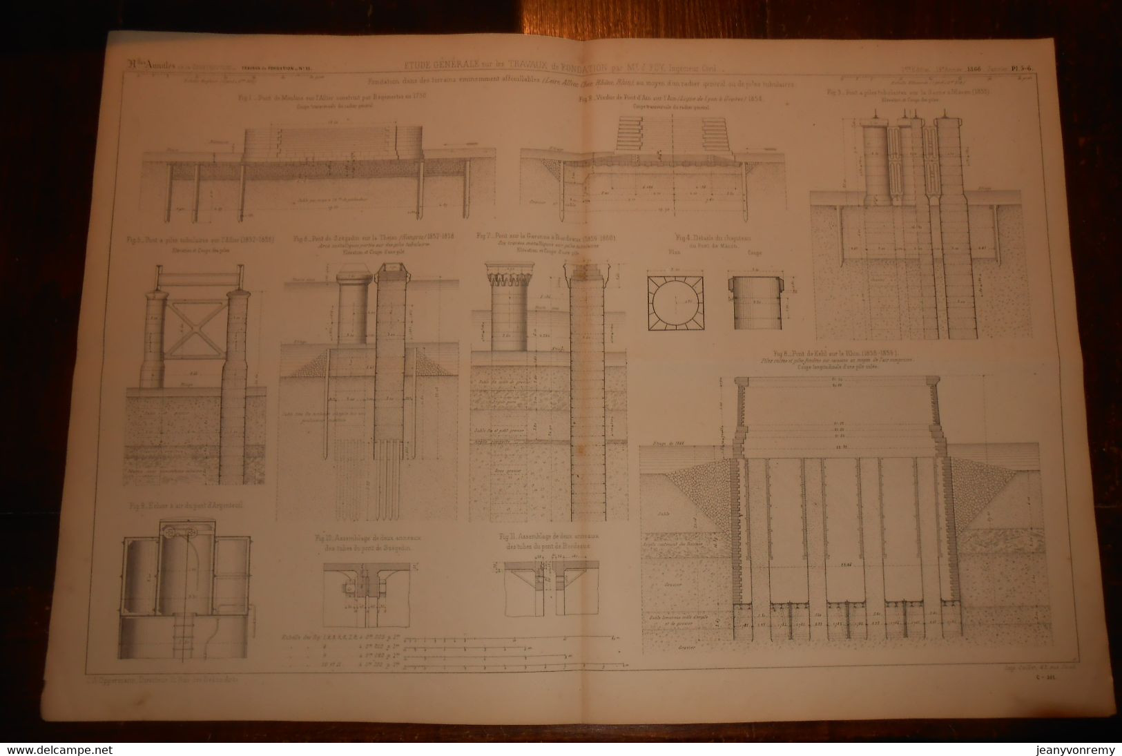 Plan D'étude Générale Sur Les Travaux De Fondation. Par M. Foy, Ingénieur Civil. 1866. - Travaux Publics