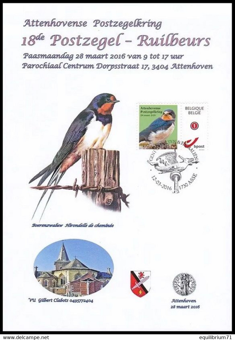 CS/HK - Carte Souvenir - 2016 -  Herdenkingskaart  - Hirundo Rustica / Hirondelle De Cheminée / Boerenzwaluw (+/-A5) - Briefe U. Dokumente