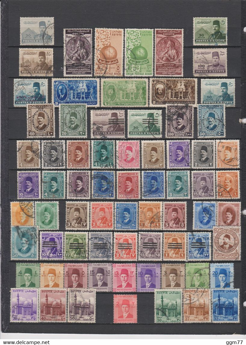 109 TIMBRES EGYPTE OBLITERES & NEUFS** & * + SANS GOMME DE 1879 à 1958    Cote : 51,25 € - Usati