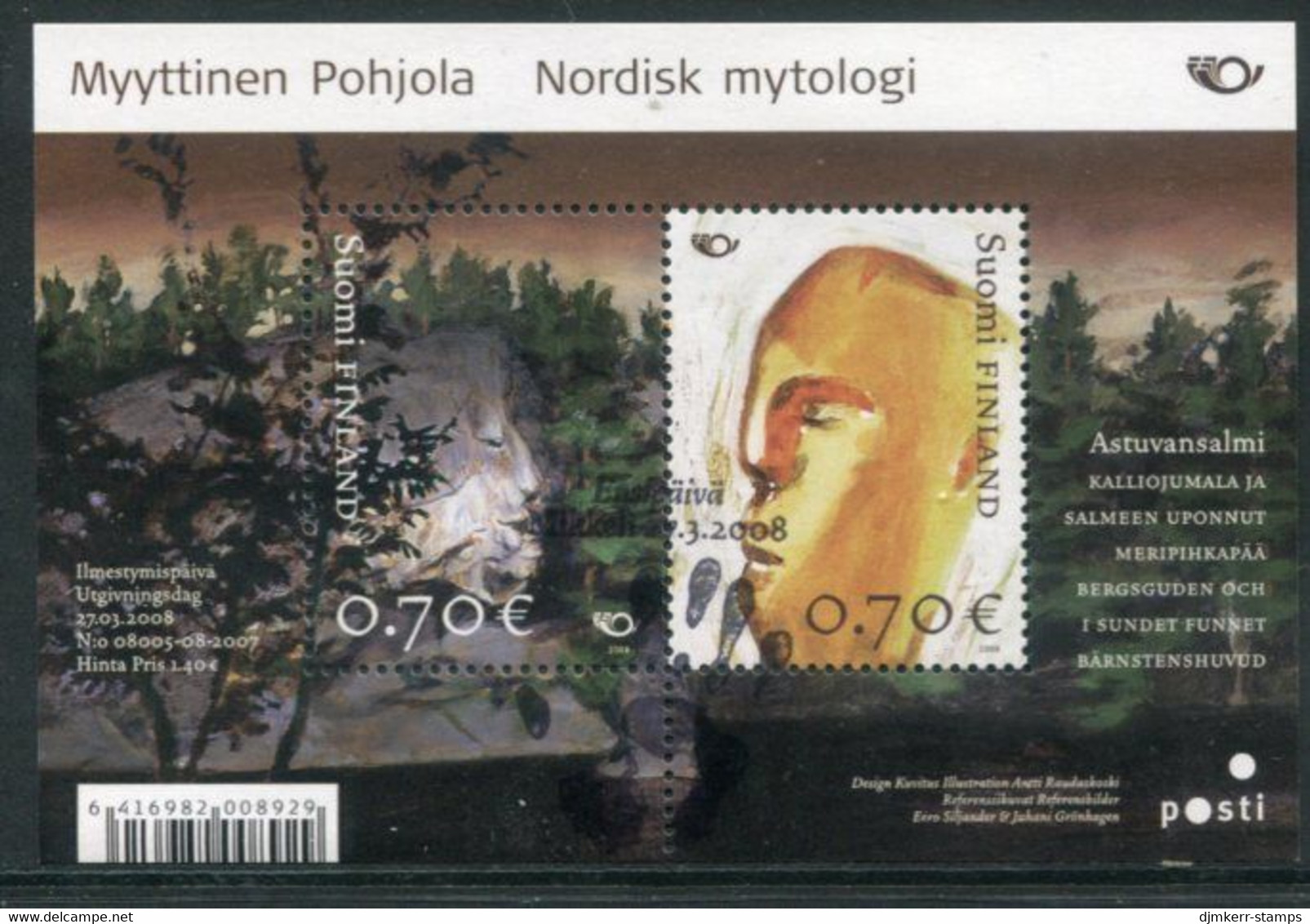 FINLAND 2008 Nordic Mythology Block Used  Michel Block 49 - Gebraucht