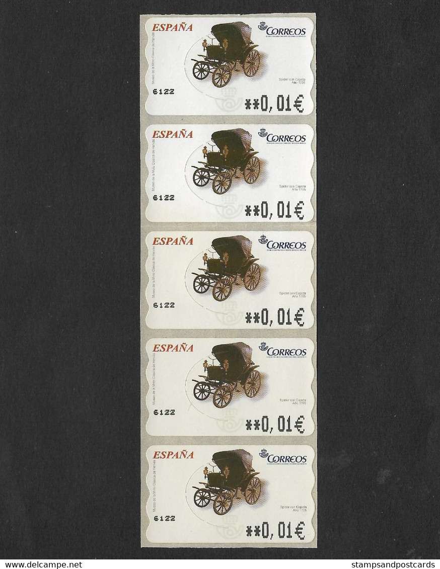 Espagne Timbres Distributeur 2003 Chariot 1705 X 5 Espãna ATM Epelsa Spider Con Capota X 5 Spain ATM Carriage - Diligences