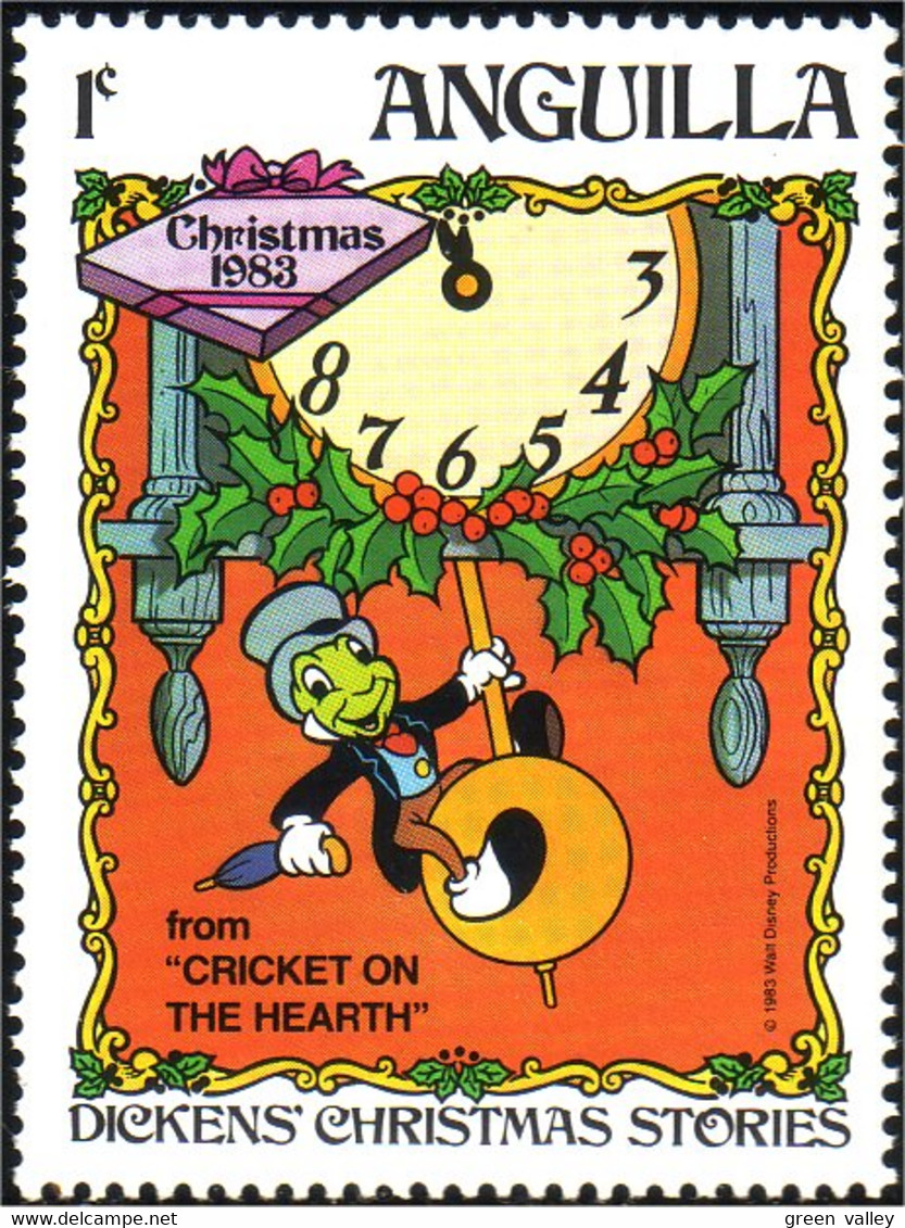 134 Anguilla Disney Jiminy Cricket Horloge MNH ** Neuf SC (ANG-34d) - Clocks