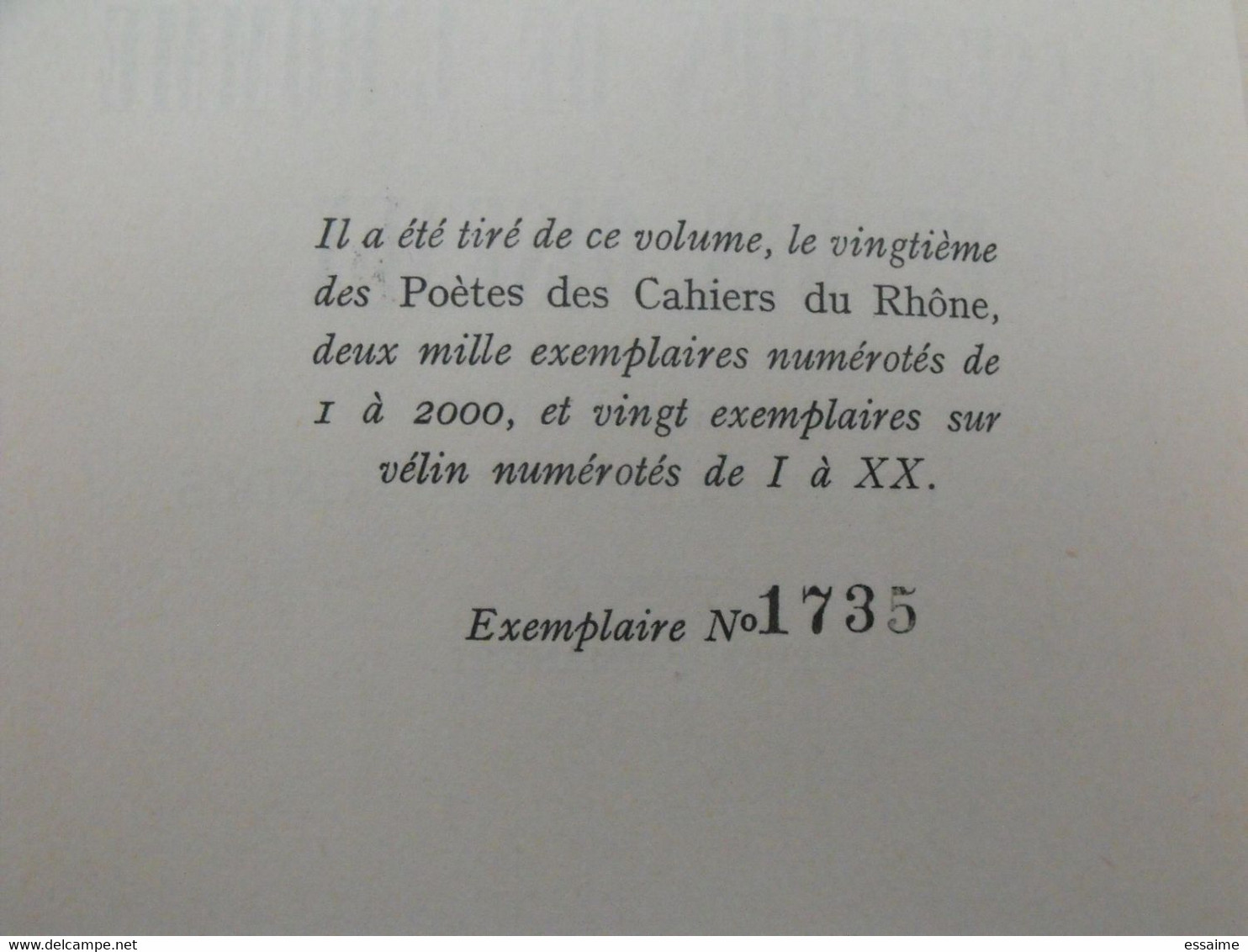 Passe-temps De L'homme Et Des Oiseaux. Jean Cayrol. Cahiers Du Rhône 1947. Numéroté. - Auteurs Français