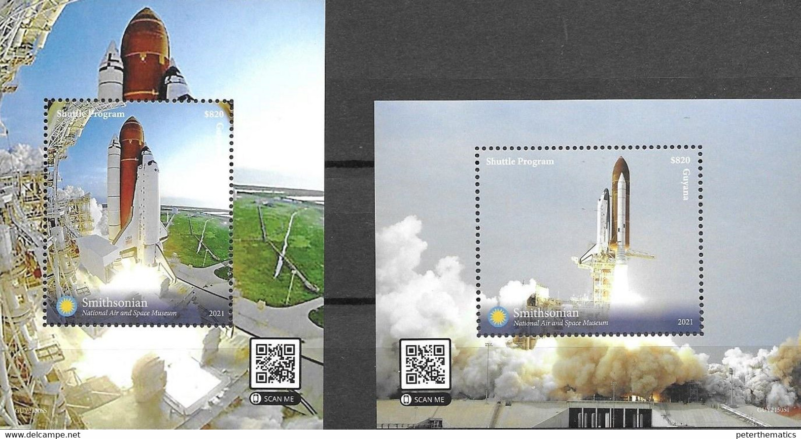 GUYANA, 2021, MNH, SPACE, SMITHSONIAN NATIONAL AIR AND SPACE MUSEUM, SHUTTLE PROGRAMME, 2 S/SHEETS - Other & Unclassified