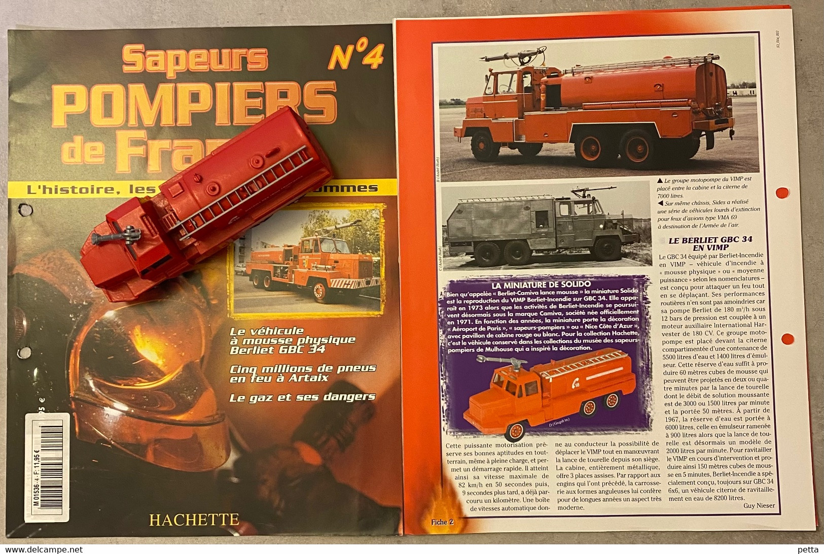 Sapeurs Pompiers De France N*4/ Berliet-Camiva Lance Mousse / Avec Fascicule Sans Boîte D’origine / Vendu En L’état - Other & Unclassified