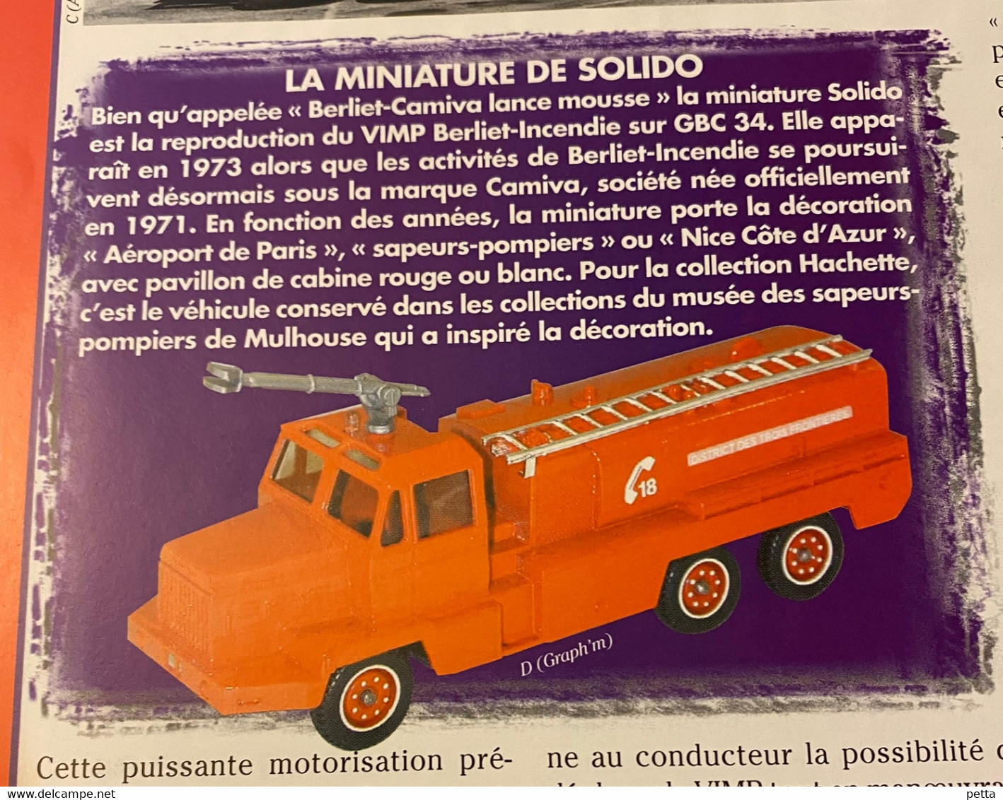 Sapeurs Pompiers De France N*4/ Berliet-Camiva Lance Mousse / Avec Fascicule Sans Boîte D’origine / Vendu En L’état - Otros & Sin Clasificación