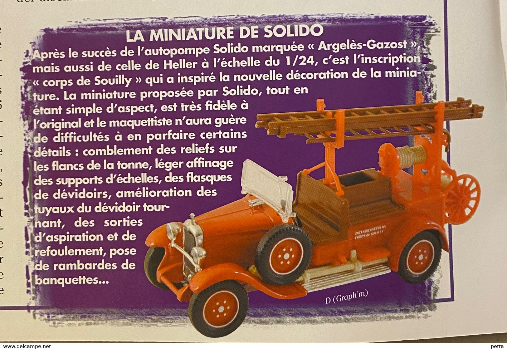 Sapeurs Pompiers De France N*6/ Autopompe Solido / Avec Fascicule Sans Boîte D’origine / Vendu En L’état - Autres & Non Classés