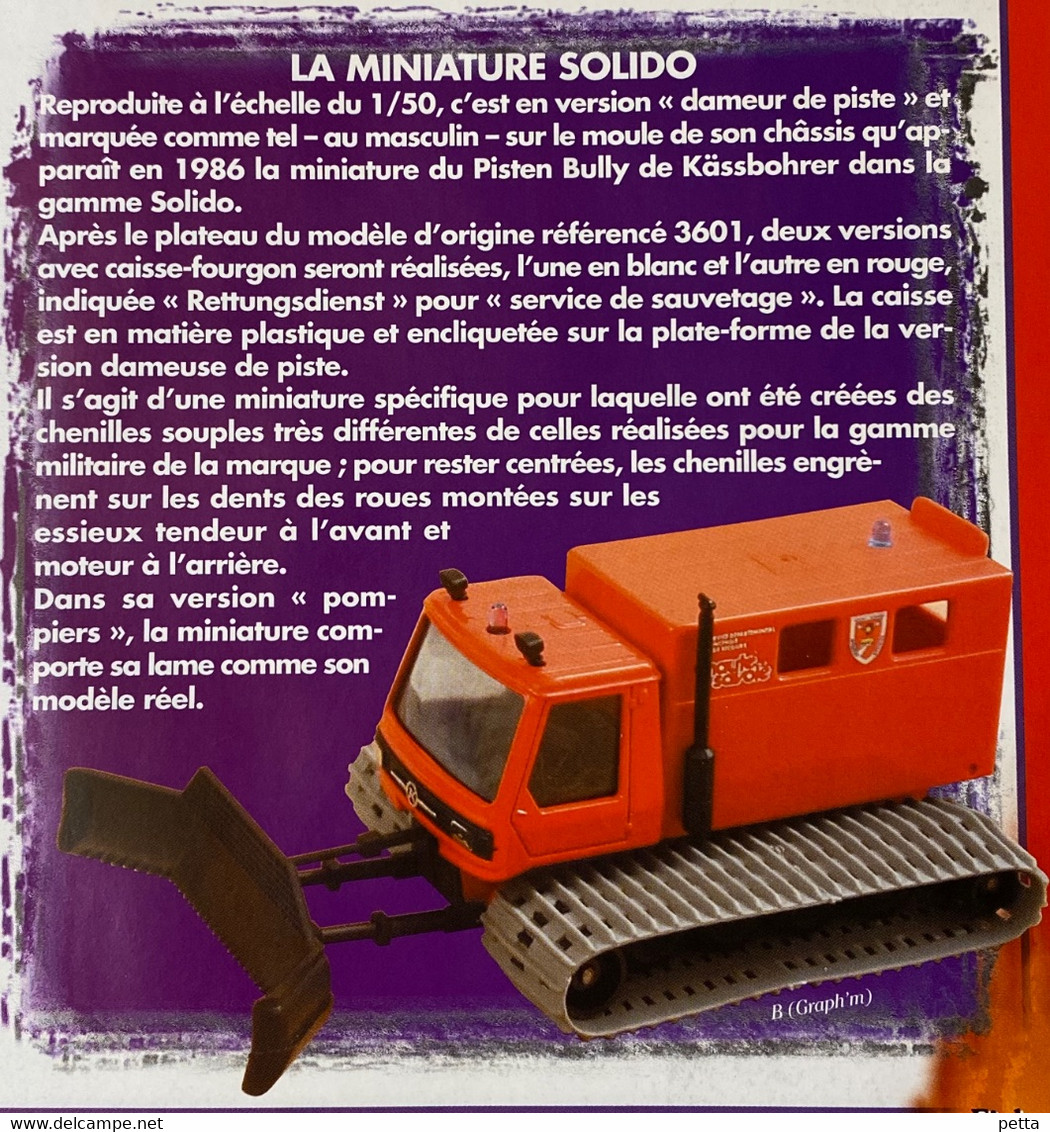 Sapeurs Pompiers De France N*7 / Dameur De Piste / Solido / Avec Fascicule Sans Boîte D’origine / Vendu En L’état - Sonstige & Ohne Zuordnung